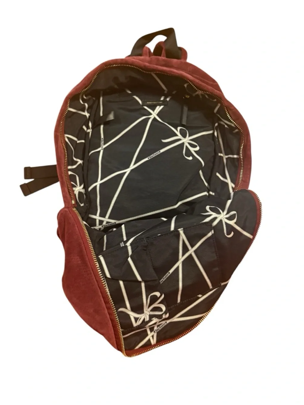 Juicy couture Velvet Burgundy Backpack with Gold Hardware